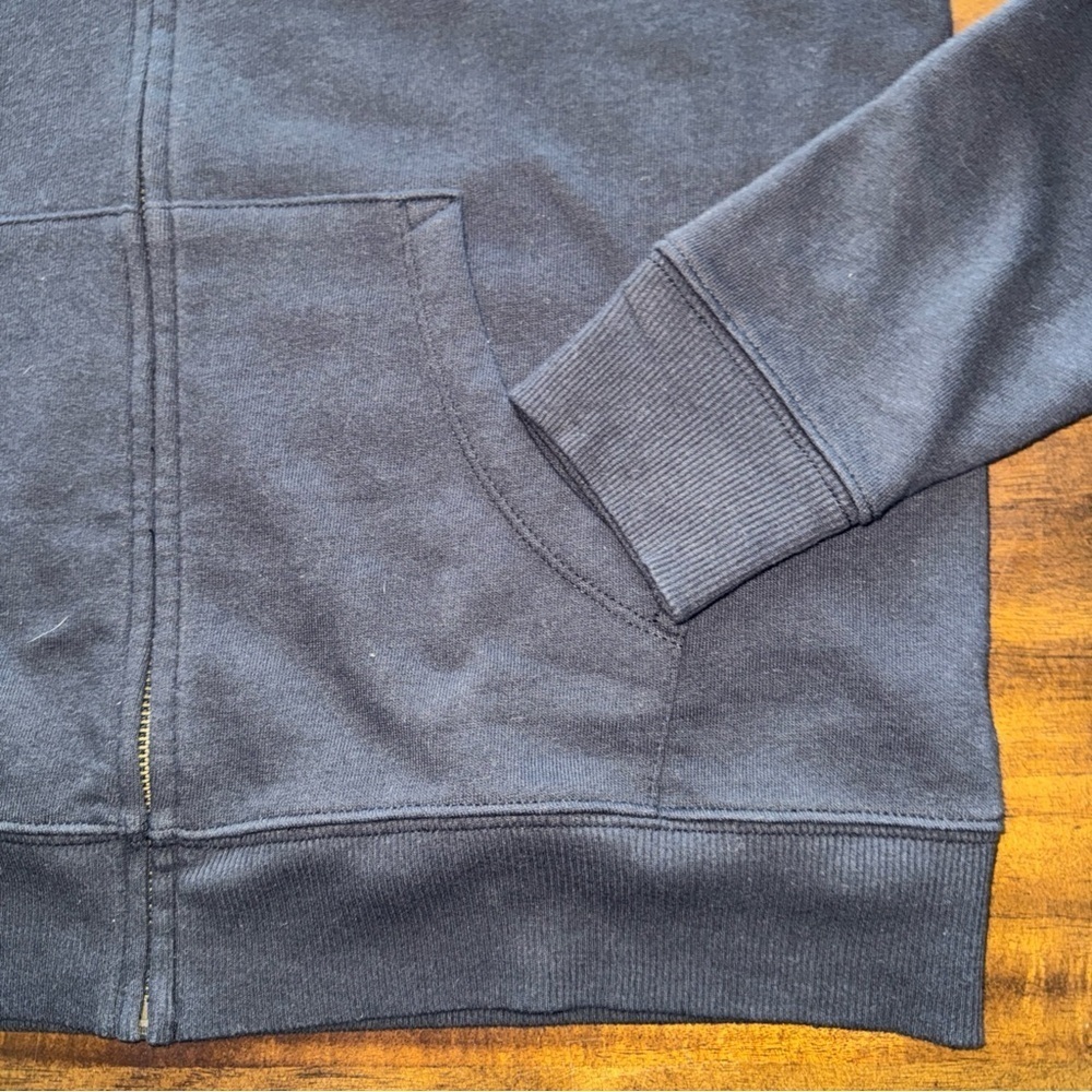 Life is Good Black Full Zip Hoodie Sweater womens Small teal logo sleeve - Picture 3 of 9